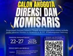 Pengumuman! Pemprov Sulteng Buka Seleksi Terbuka Direksi dan Komisaris PT. Pembangunan Sulteng Tahun 2025